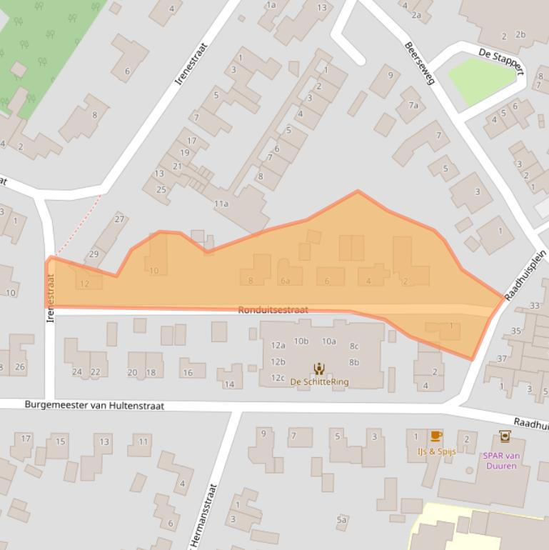 Kaart van postcodegebied 5443BC.