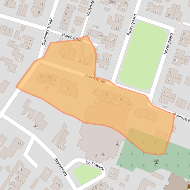 Kaart van postcodegebied 5443BG.