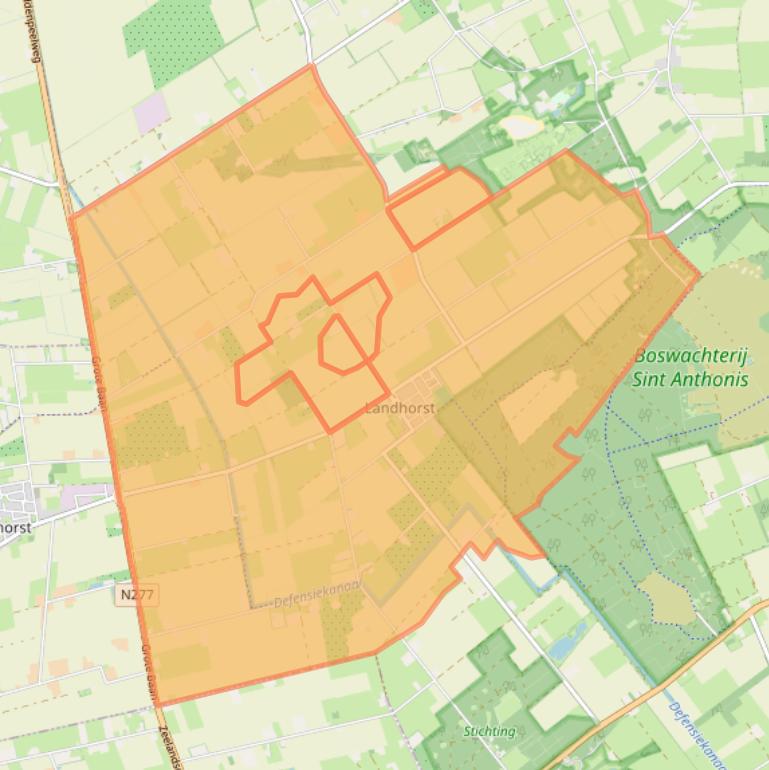 Kaart van postcodegebied 5445.
