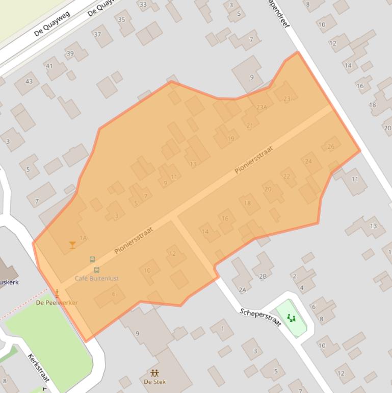 Kaart van postcodegebied 5445AC.