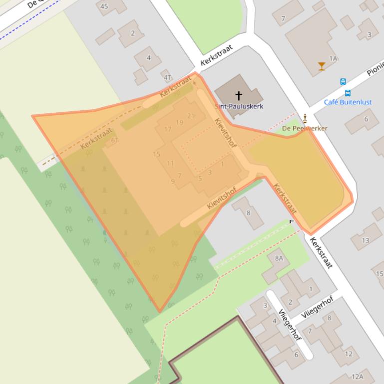 Kaart van postcodegebied 5445AE.