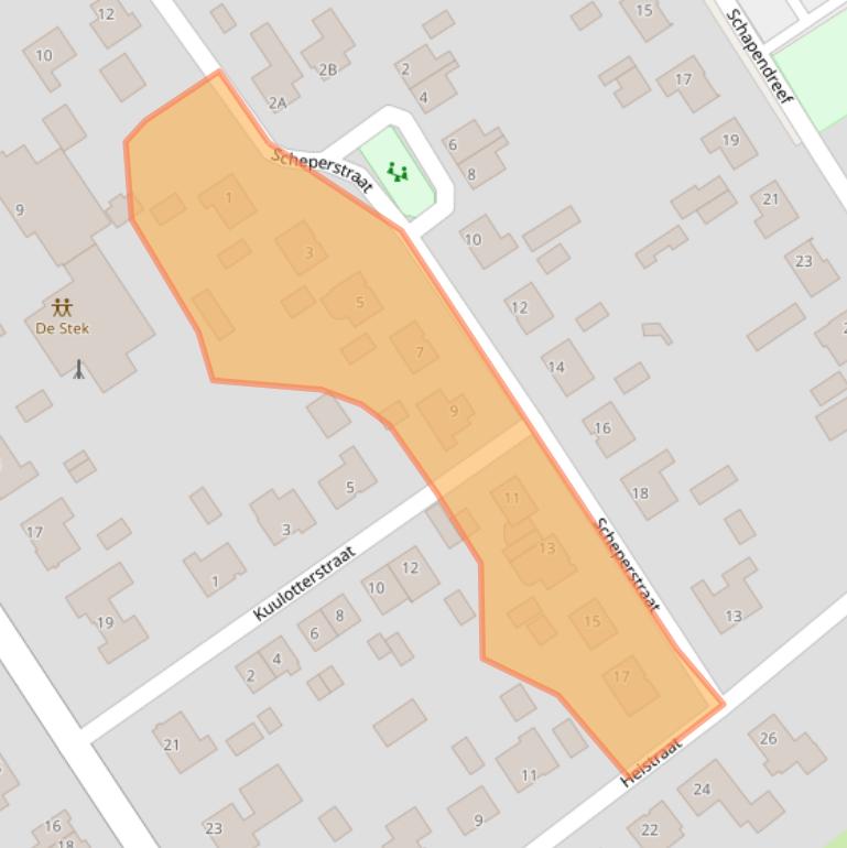 Kaart van postcodegebied 5445AT.