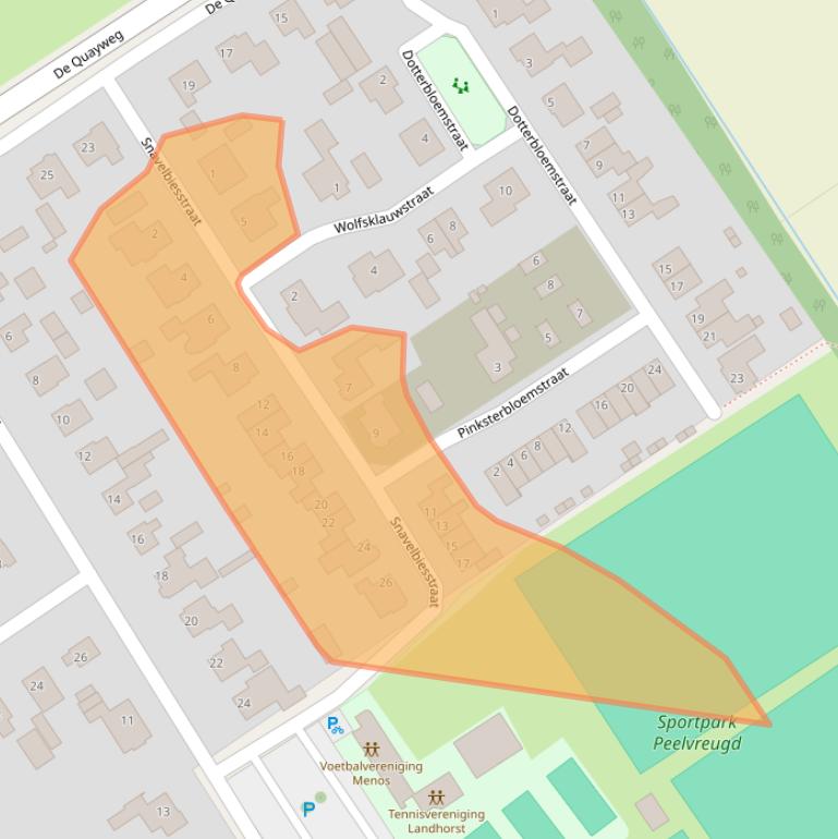 Kaart van postcodegebied 5445NV.