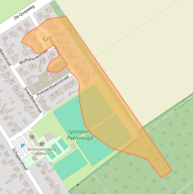 Kaart van postcodegebied 5445PE.