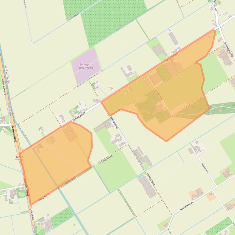 Kaart van postcodegebied 5445RA.