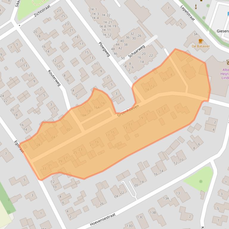 Kaart van postcodegebied 5446AA.