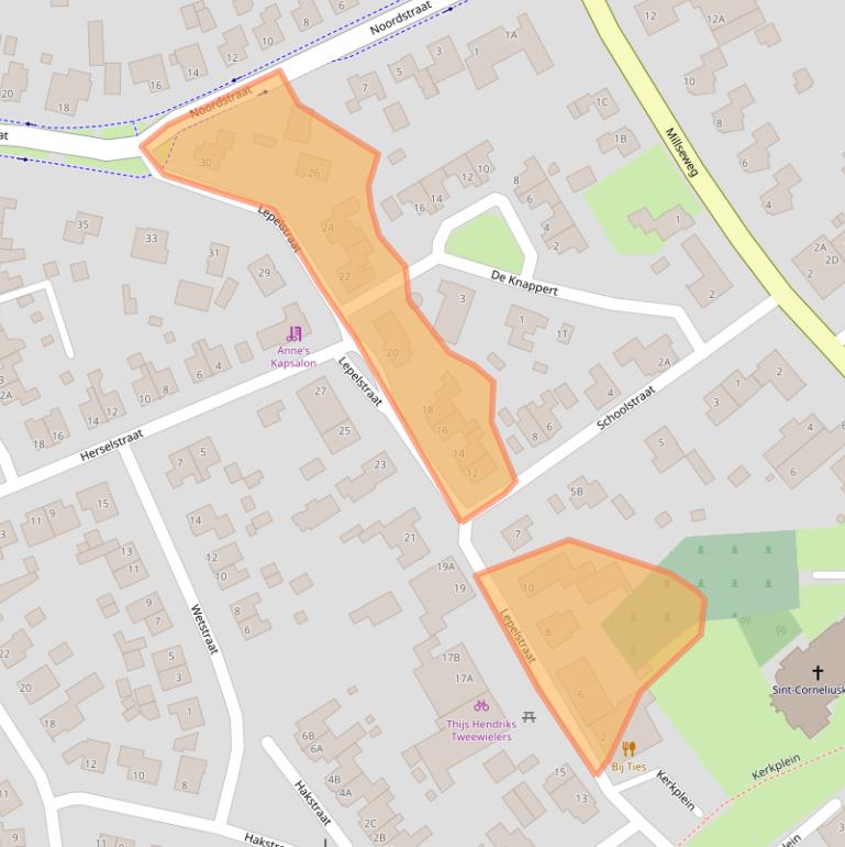 Kaart van postcodegebied 5446AH.