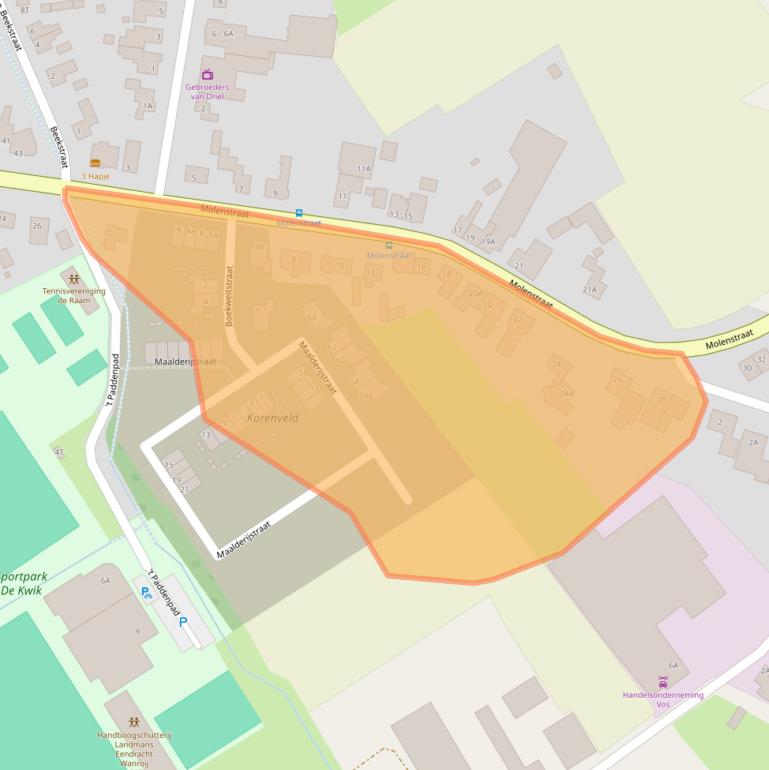 Kaart van postcodegebied 5446AR.