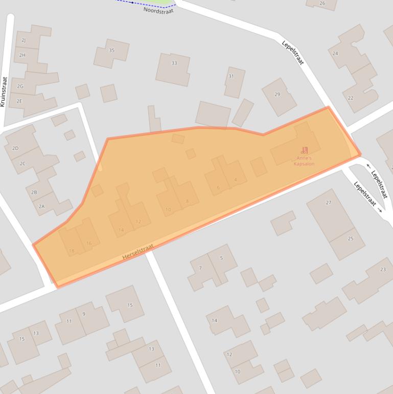 Kaart van postcodegebied 5446VJ.