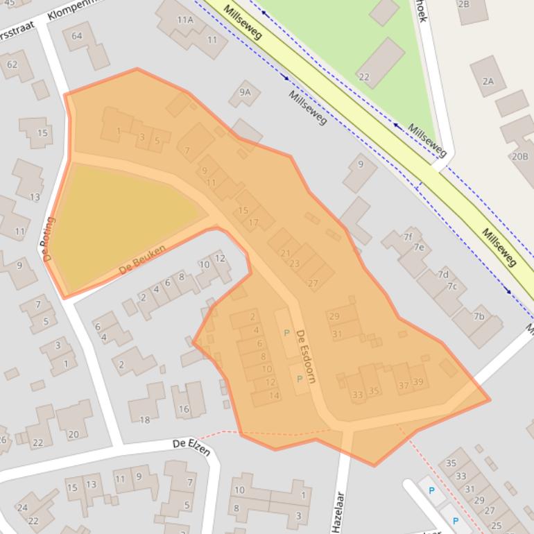 Kaart van postcodegebied 5446WR.