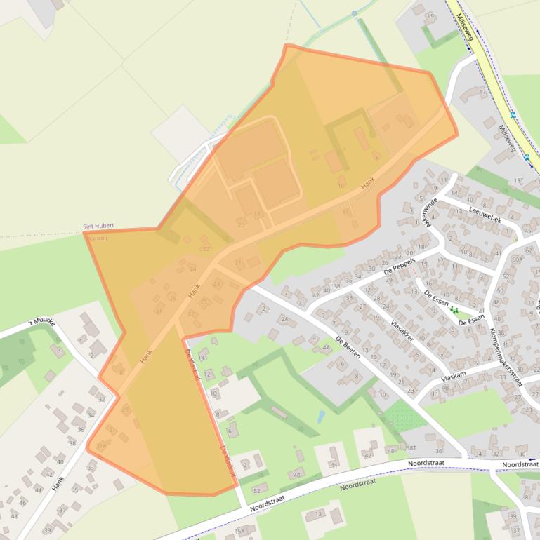 Kaart van postcodegebied 5446XE.