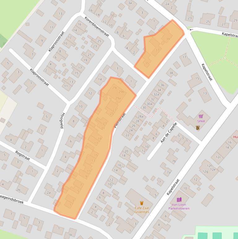 Kaart van postcodegebied 5447AC.