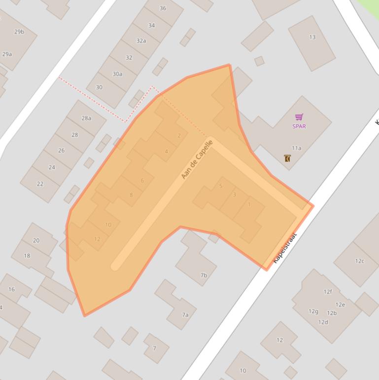 Kaart van postcodegebied 5447AH.