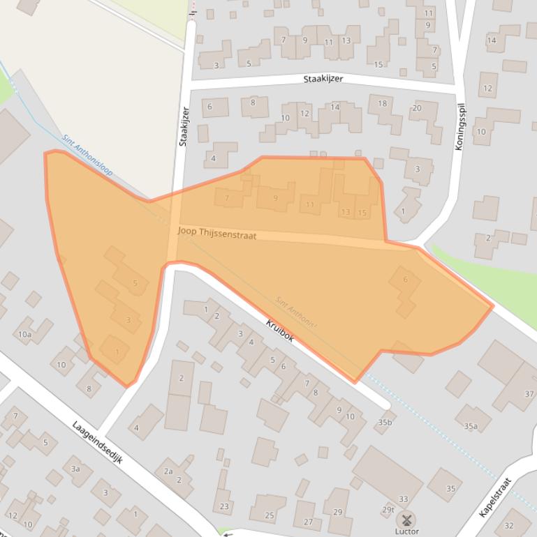 Kaart van postcodegebied 5447BL.