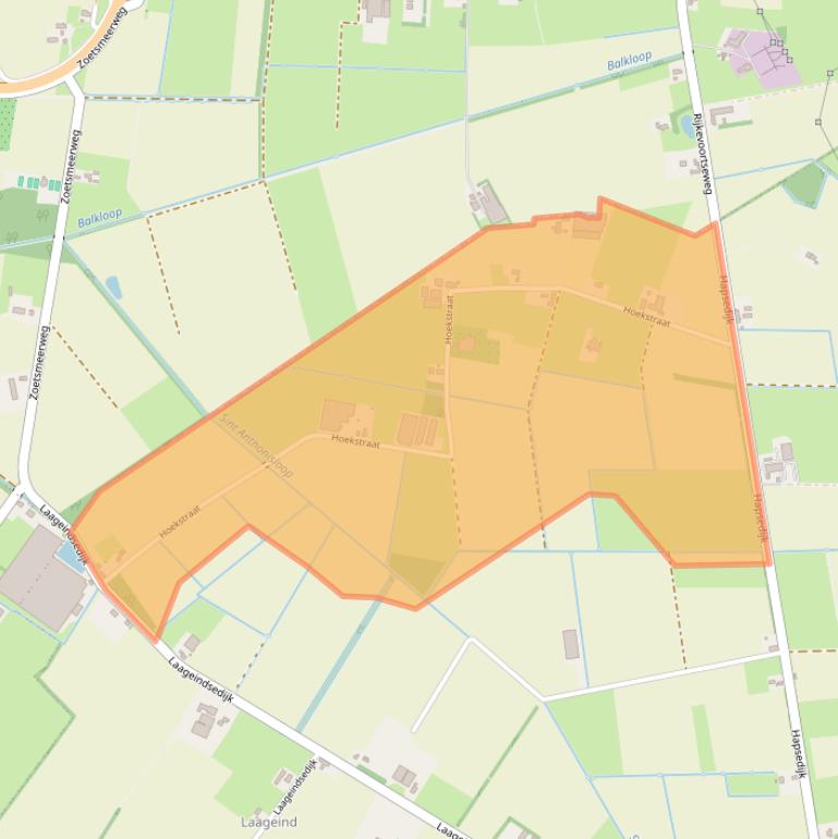 Kaart van postcodegebied 5447PA.