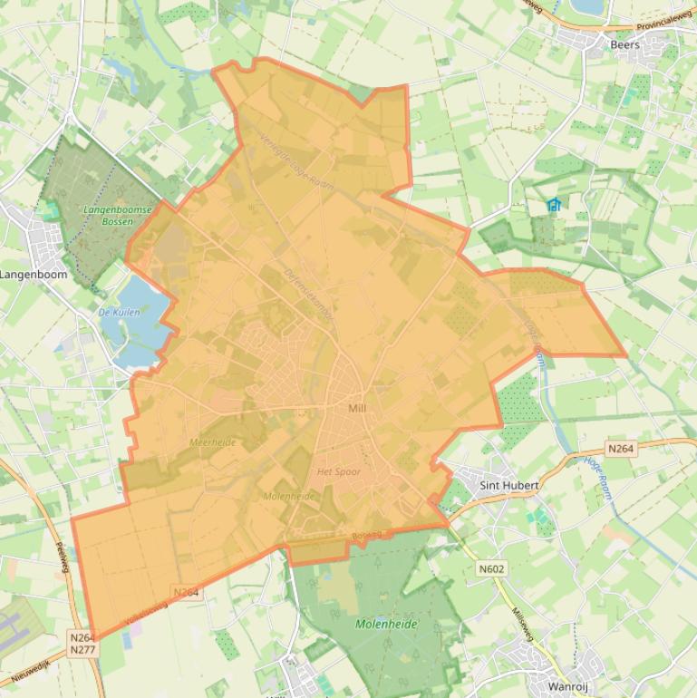 Kaart van postcodegebied 5451.
