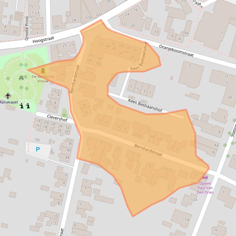 Kaart van postcodegebied 5451BN.