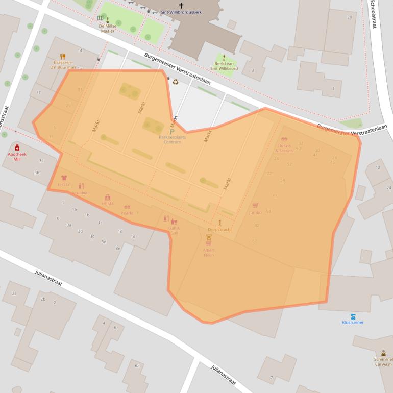 Kaart van postcodegebied 5451BS.