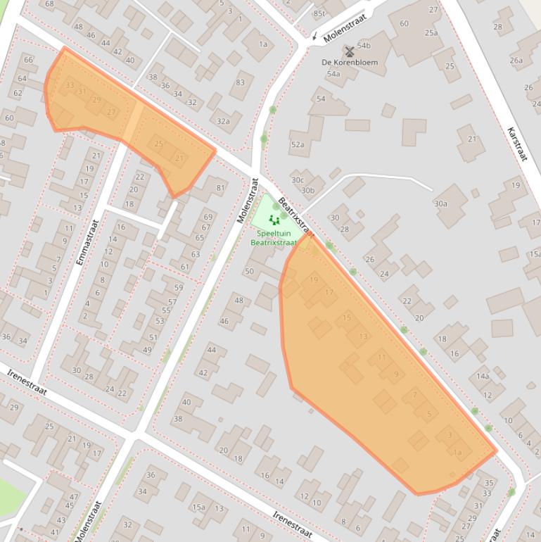 Kaart van postcodegebied 5451ZB.