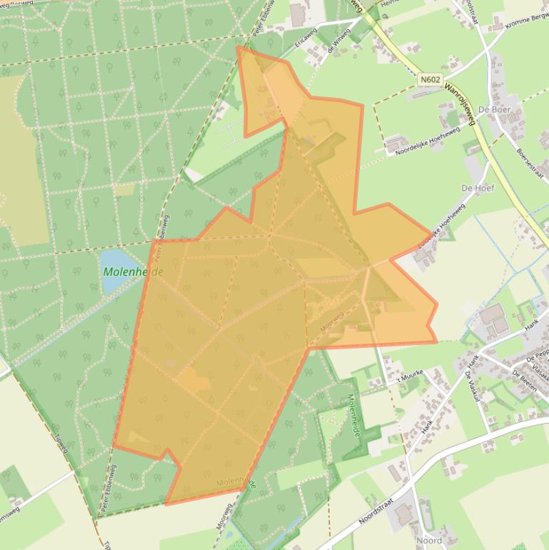 Kaart van postcodegebied 5454NA.