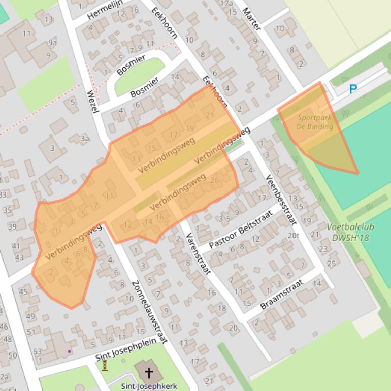 Kaart van postcodegebied 5455GP.