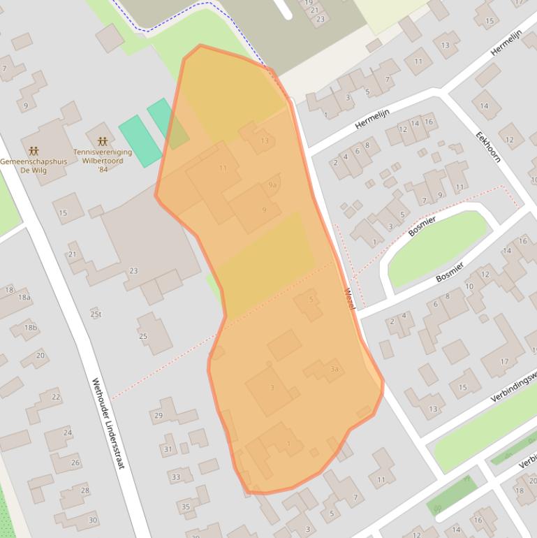 Kaart van postcodegebied 5455HA.