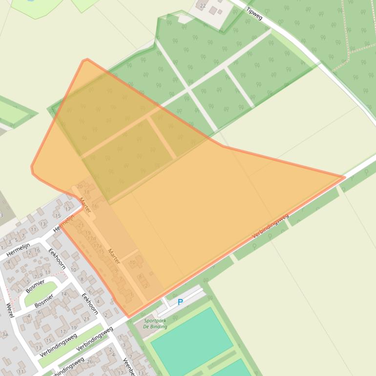 Kaart van postcodegebied 5455HE.