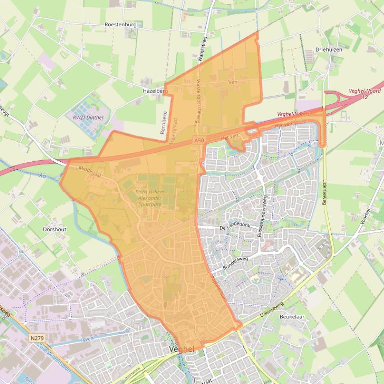 Kaart van postcodegebied 5461.