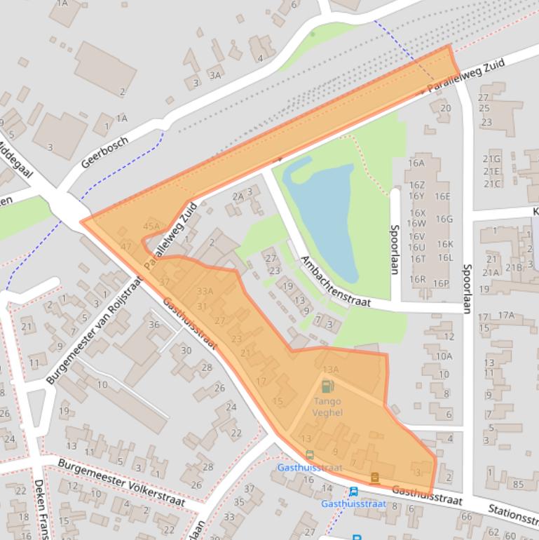 Kaart van postcodegebied 5461BA.