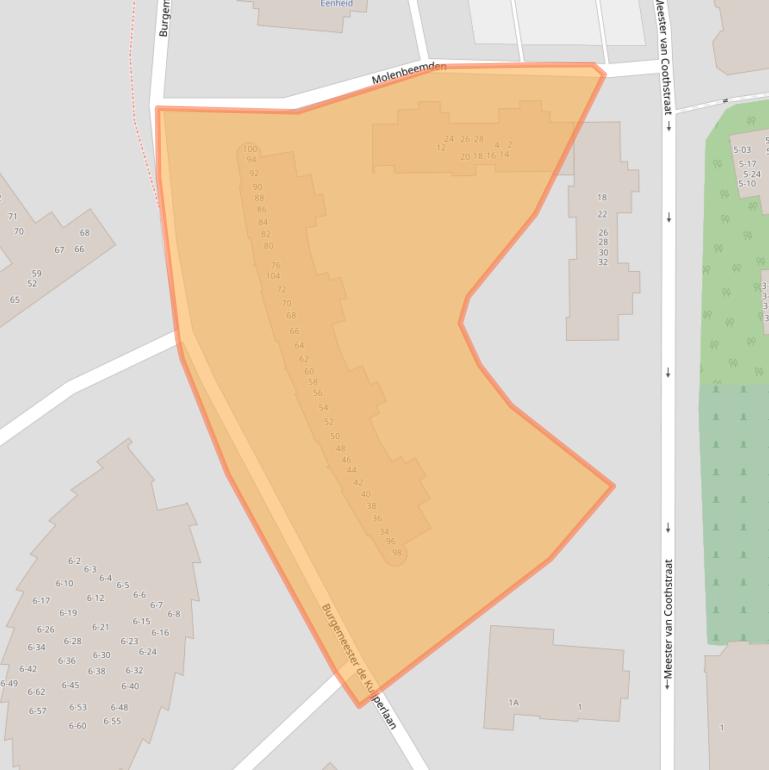 Kaart van postcodegebied 5461BE.