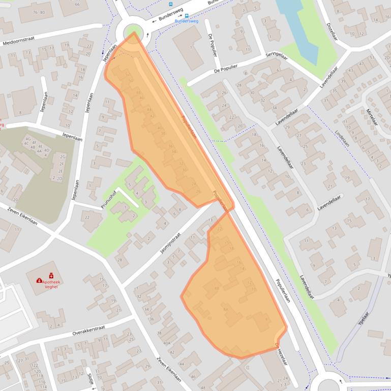 Kaart van postcodegebied 5461CN.