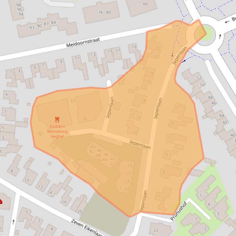 Kaart van postcodegebied 5461CS.