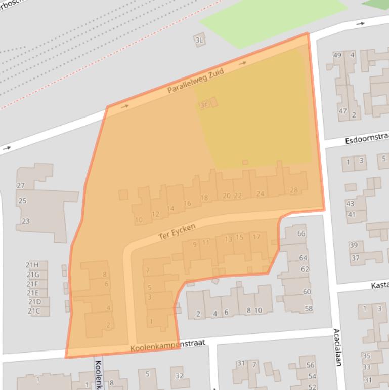 Kaart van postcodegebied 5461DZ.