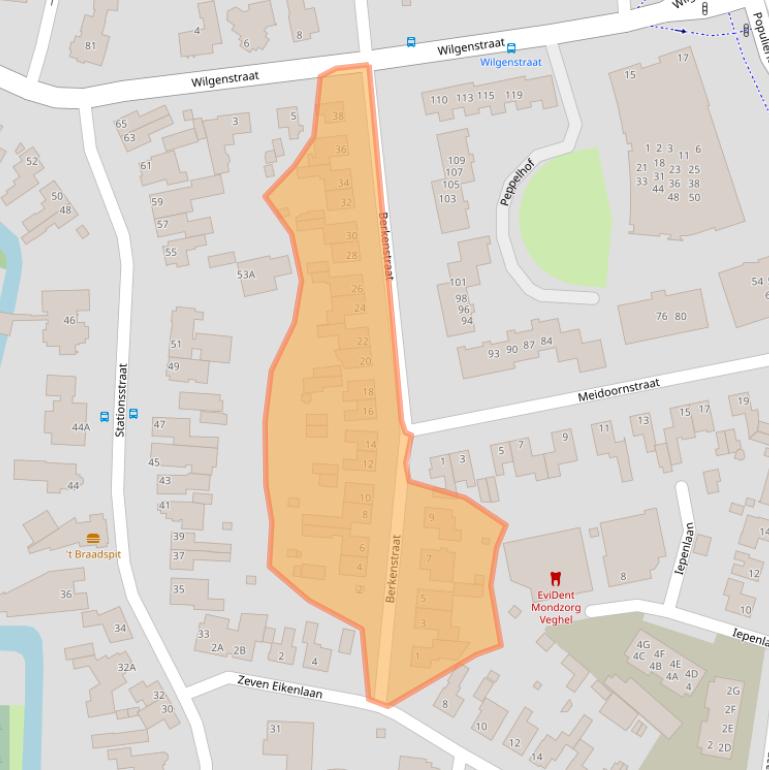 Kaart van postcodegebied 5461EB.