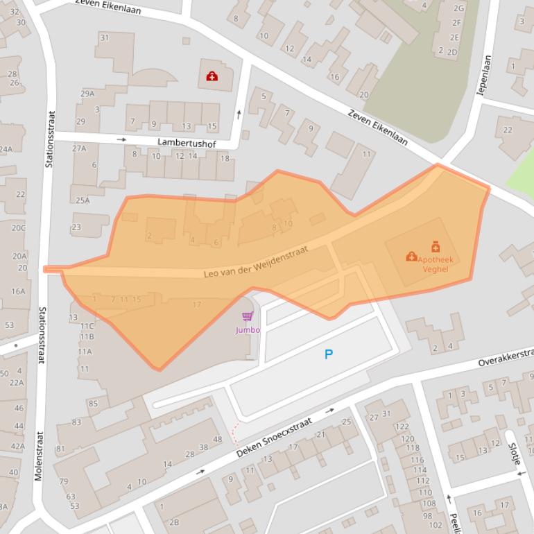 Kaart van postcodegebied 5461EH.