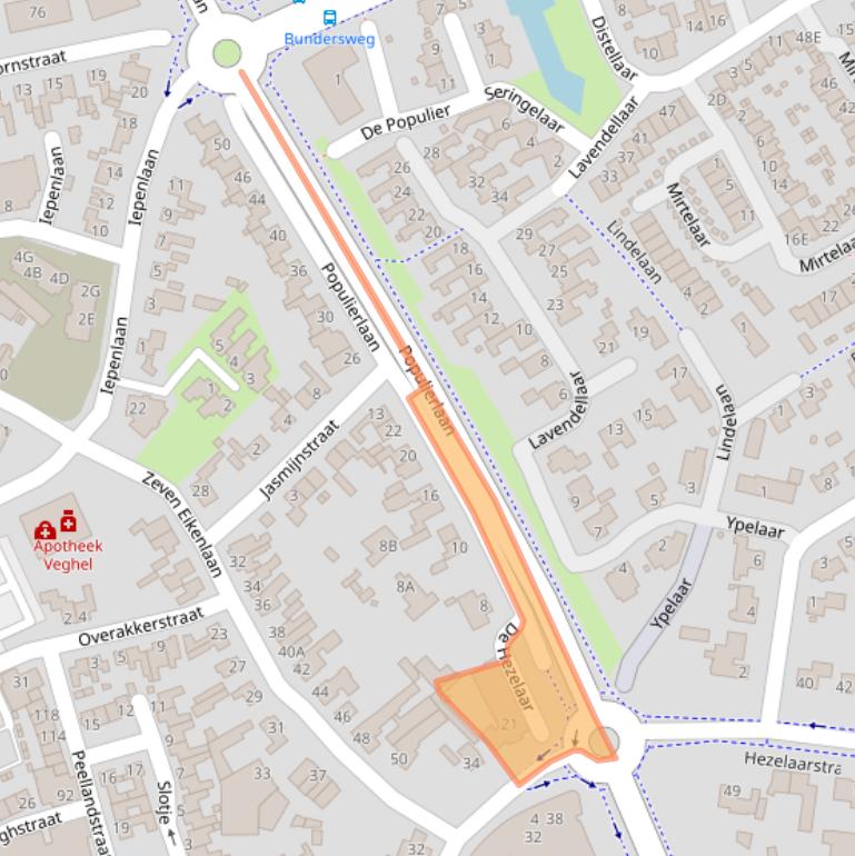 Kaart van postcodegebied 5461EJ.