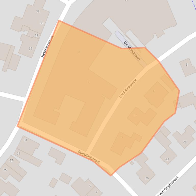 Kaart van postcodegebied 5461GS.