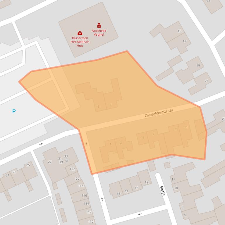 Kaart van postcodegebied 5461HE.