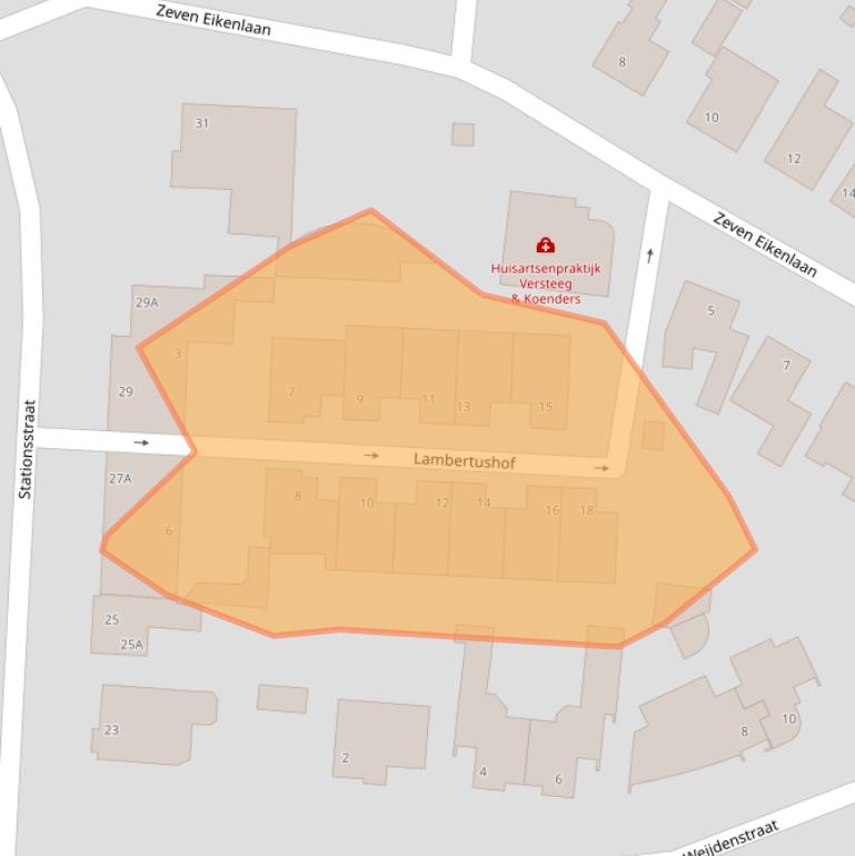 Kaart van postcodegebied 5461JA.