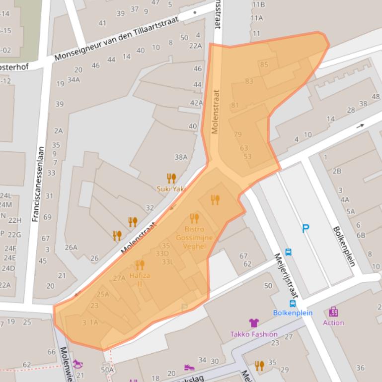 Kaart van postcodegebied 5461JP.