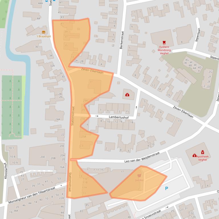 Kaart van postcodegebied 5461JS.