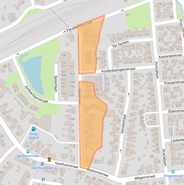 Kaart van postcodegebied 5461JX.