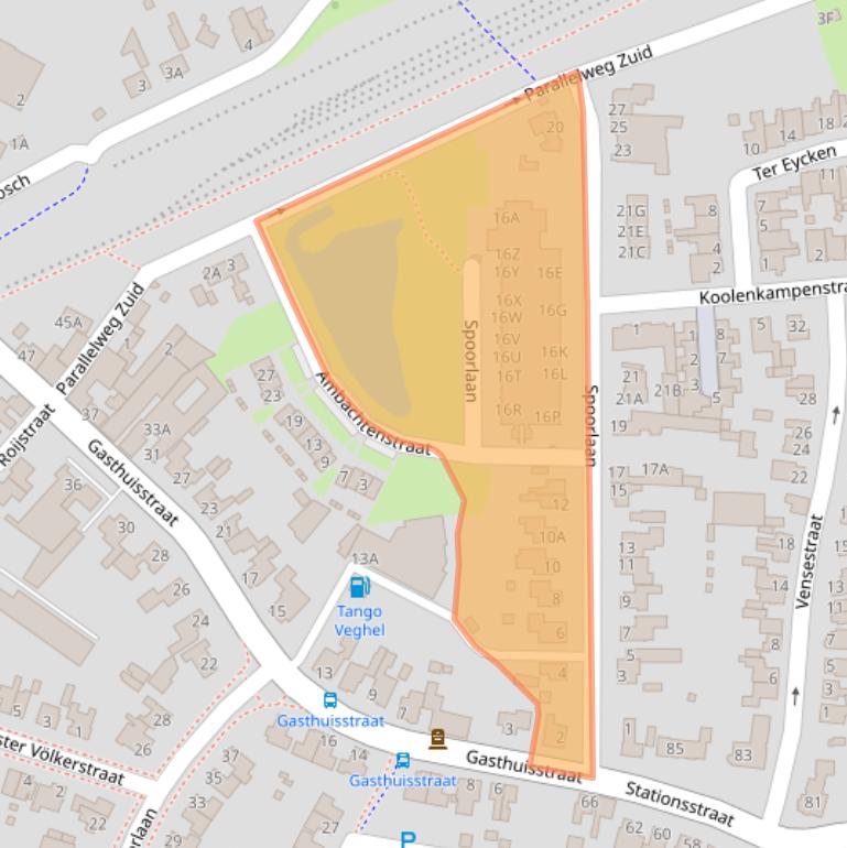 Kaart van postcodegebied 5461JZ.