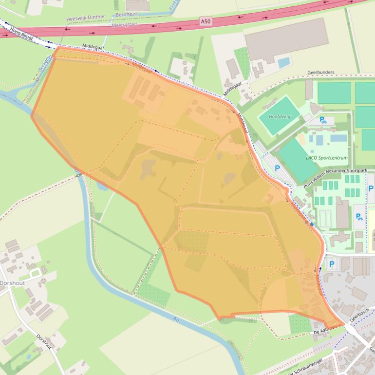 Kaart van postcodegebied 5461XD.