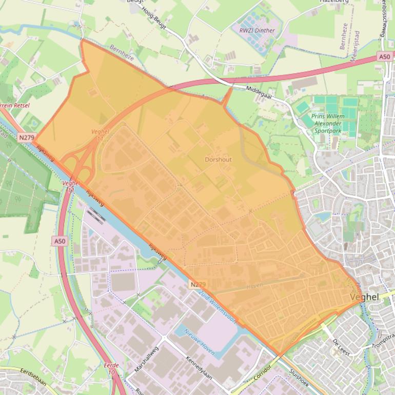 Kaart van postcodegebied 5462.