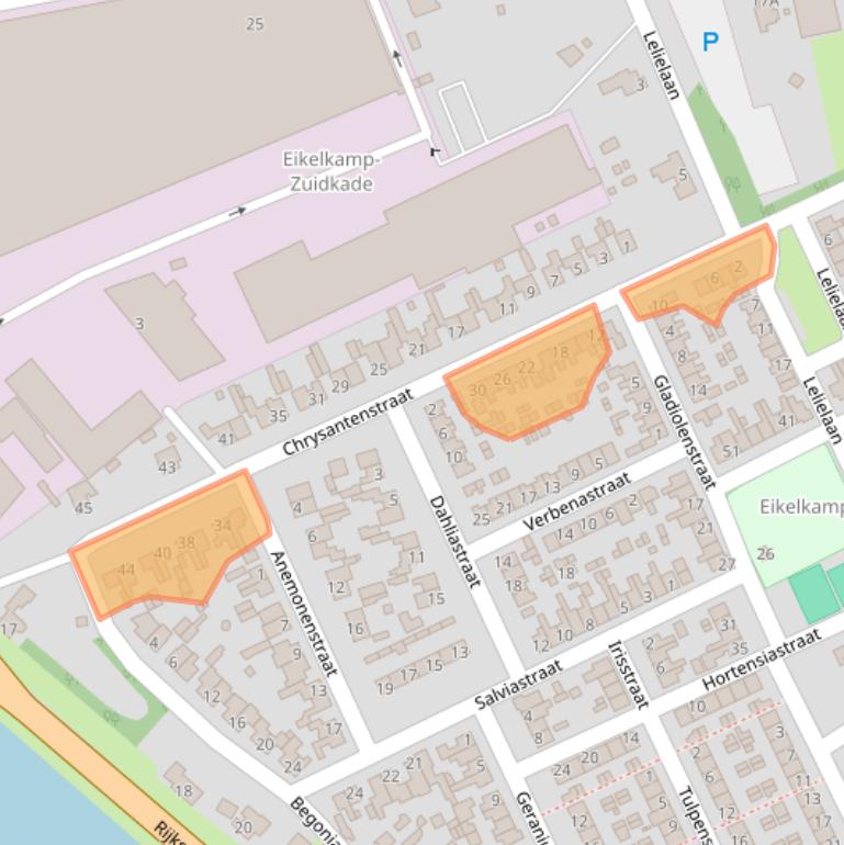 Kaart van postcodegebied 5462AW.