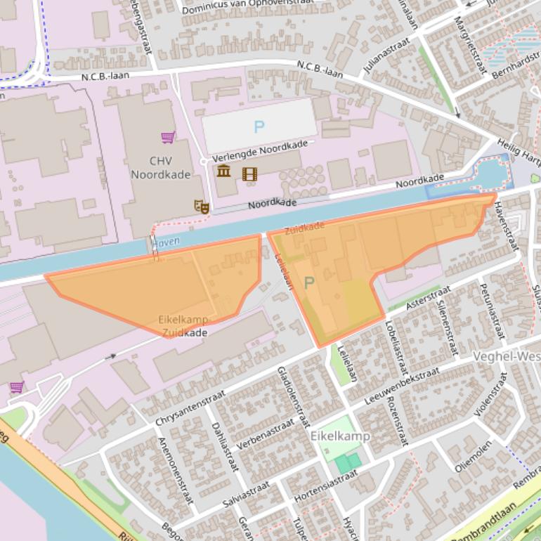 Kaart van postcodegebied 5462CD.