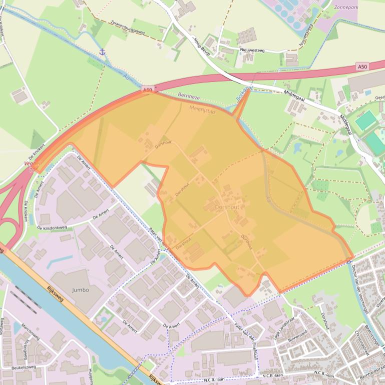 Kaart van postcodegebied 5462GM.