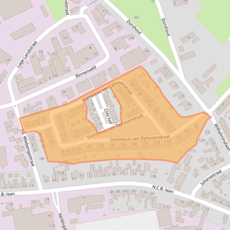 Kaart van postcodegebied 5462HX.