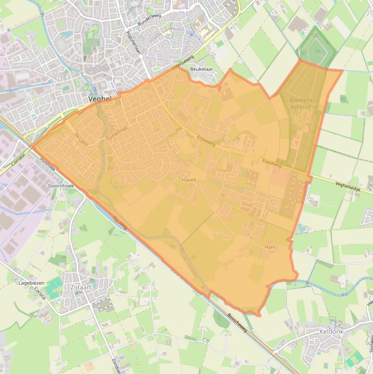 Kaart van postcodegebied 5463.